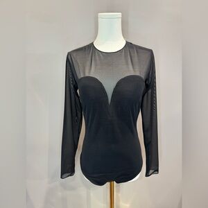 Like New Popilush Shapewear Illusion Mesh Long Sleeve Tummy Control Bodysuit